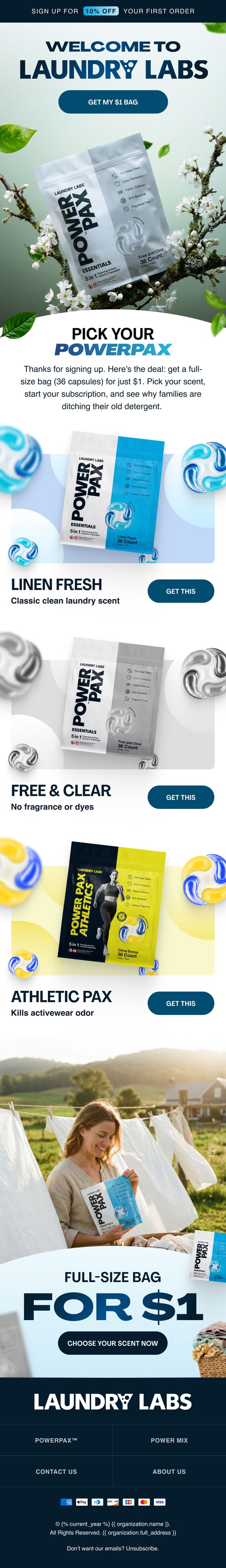 Laundry Labs welcome email design